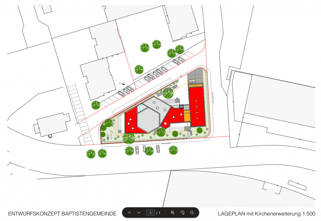 Lageplan mit Erweiterungen (rot)